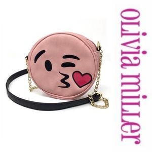 Olivia Miller Pink Taffy Kiss Emoji Crossbody Handbag Collection Purse Bag